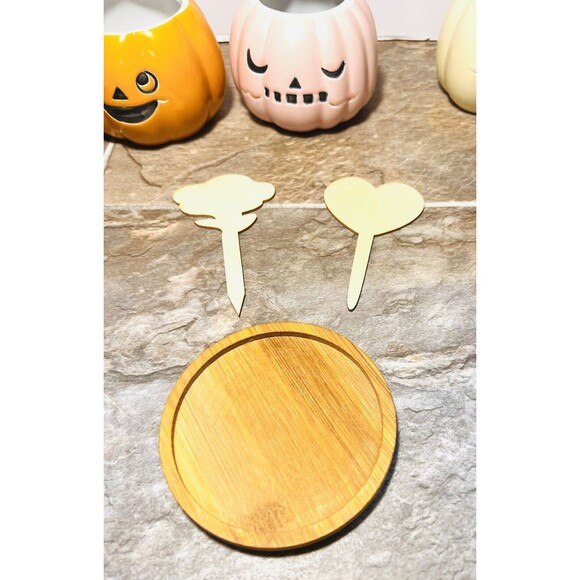 Set Of 3 Pumpkin Ceramic Planter Succulent Pots Halloween Fall Decor Harvest - Picture 7 of 8